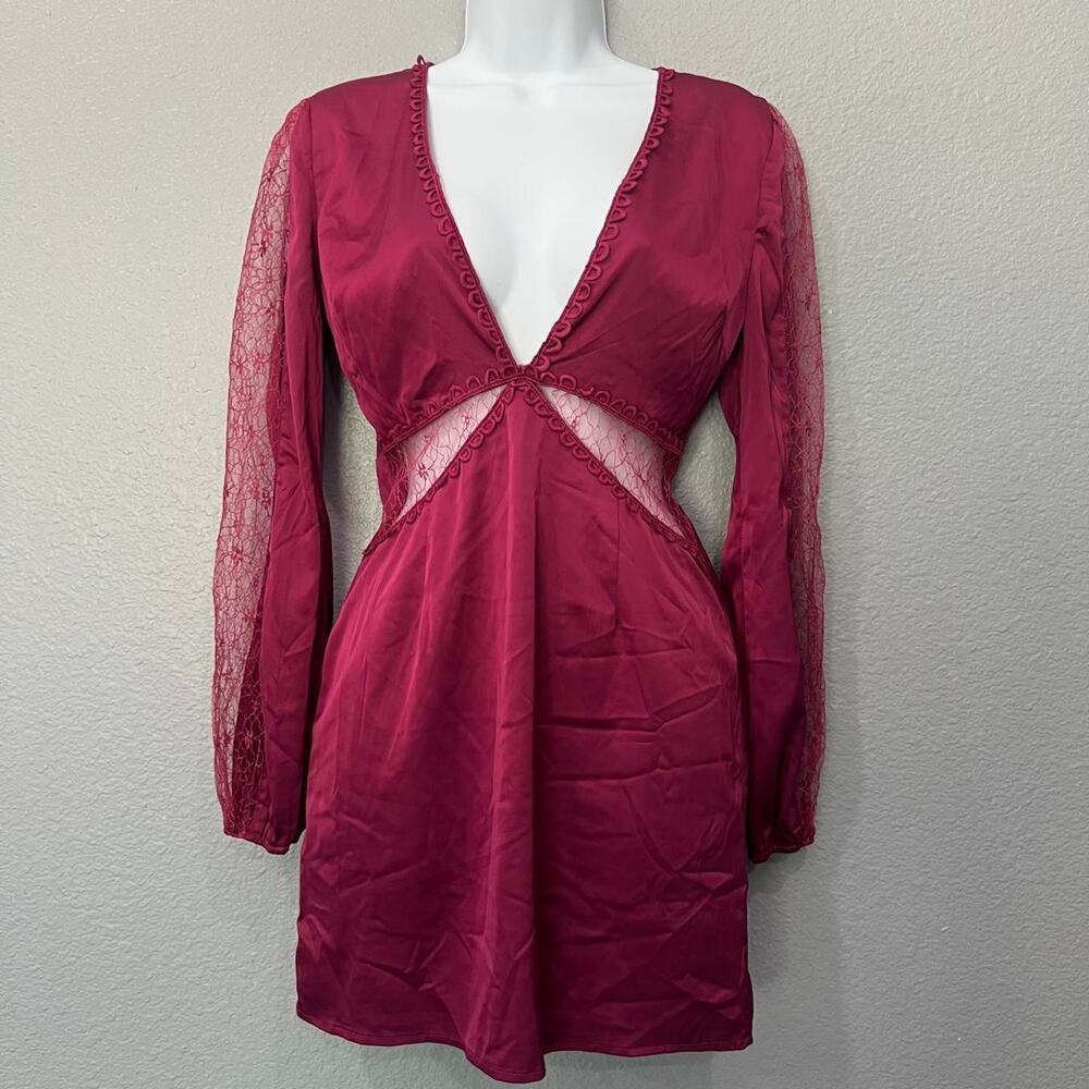 Fashion nova burgundy satin mini dress